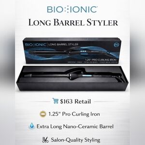 Bio Ionic 1.25" Long Barrel Pro Curling Iron – NanoIonic Ceramic – New In Box